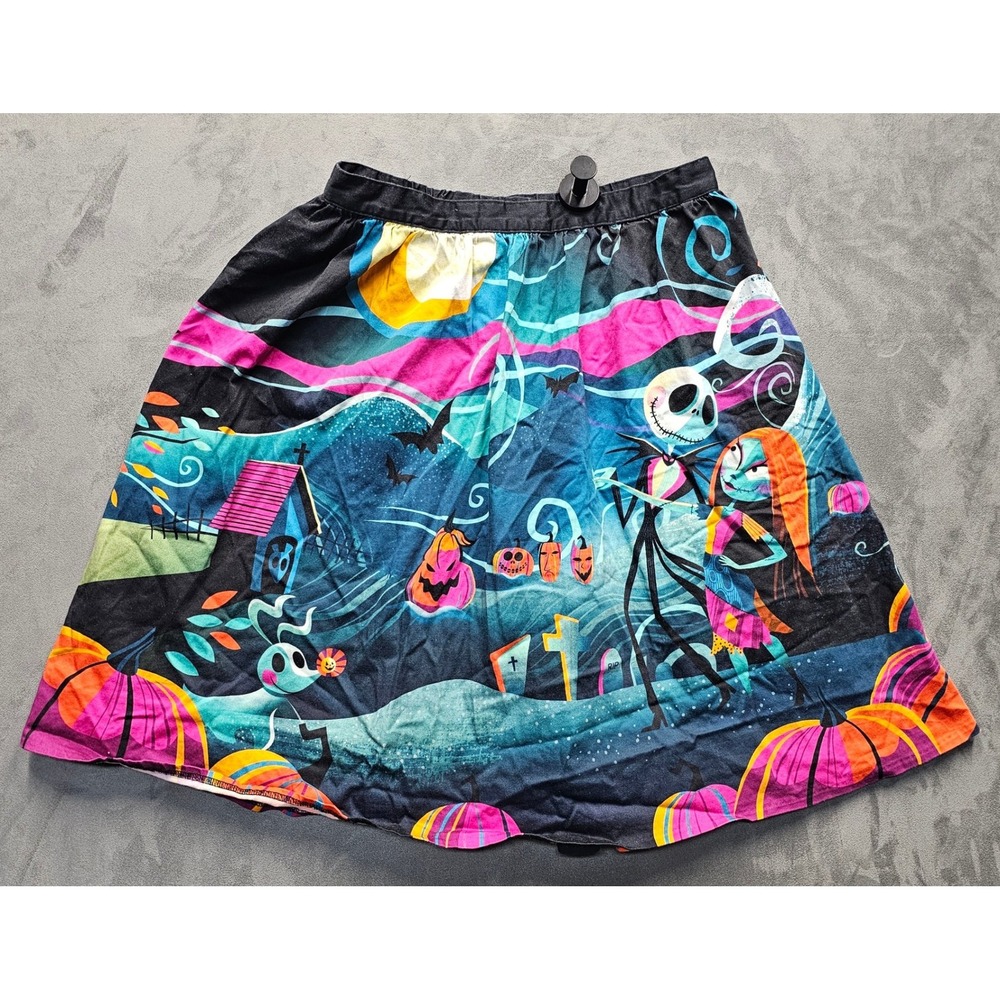 Disney Nightmare Before Christmas Jack Sally Graveyard Print Skirt Multicolor